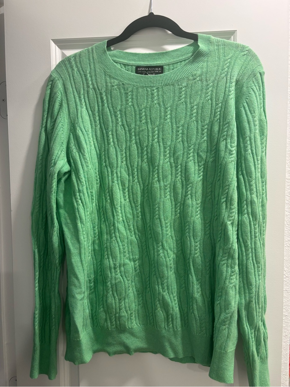 Banana Republic Cable Knit Crewneck Sweater in Mint Green